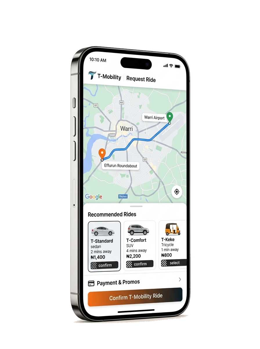 T-Mobility mobile app ride hailing interface